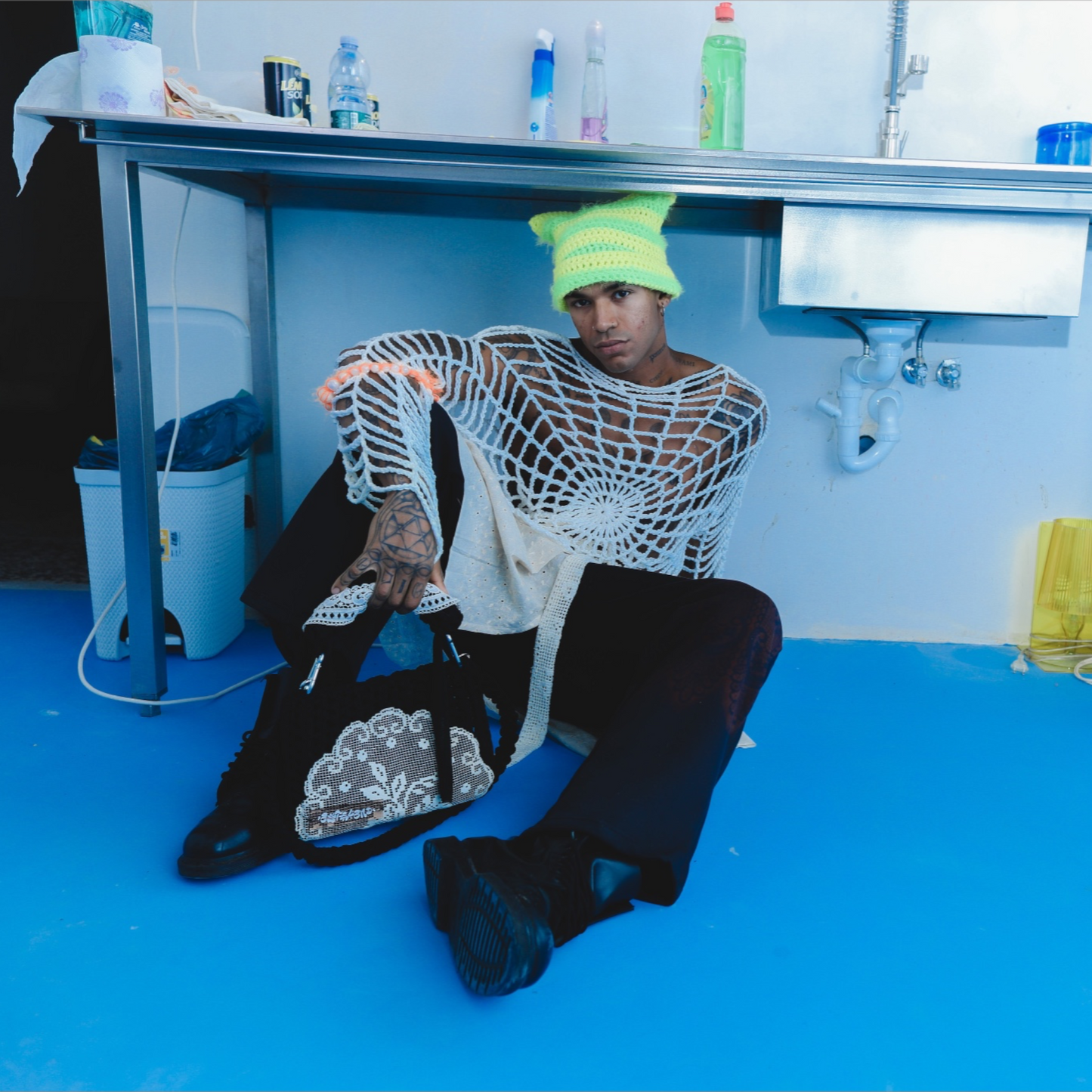 FLUO MEOW HAT MINI STRIPES